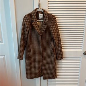 Abercrombie & Fitch Brown/Tan Houndstooth Wool Coat